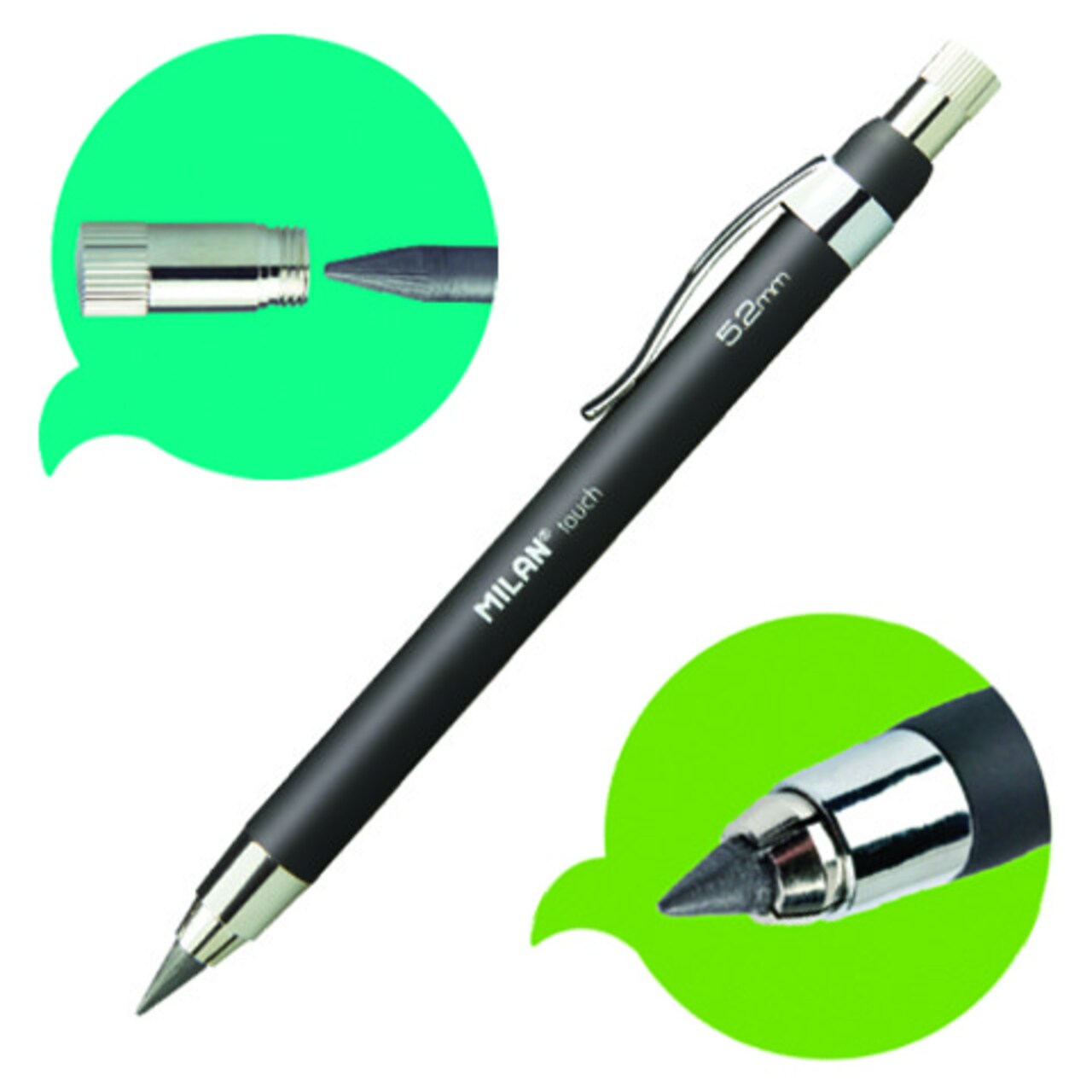 Milan Rubber Touch 5.2Mm Mechanical Pencil W Lead Sharpener